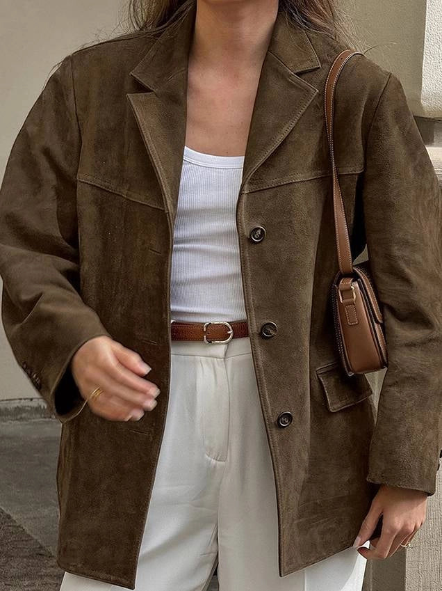 Blazer vintage holgado de ante